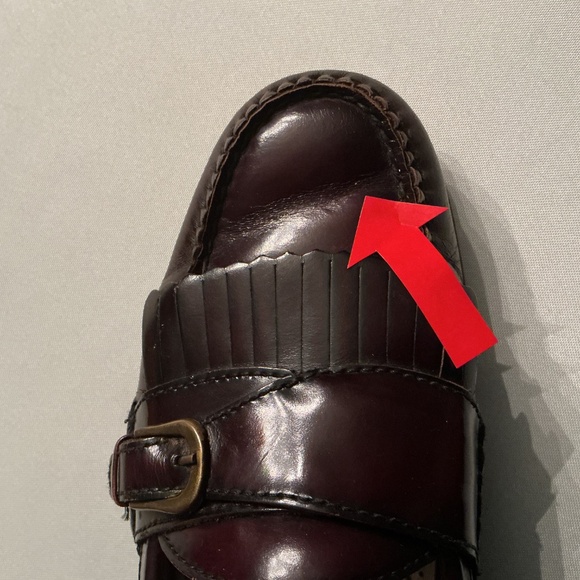 Cole Haan Mens Pinch Buckle Loafer Size 10 Burgundy Kiltie Moc Toe Dress Shoe - Picture 8 of 9